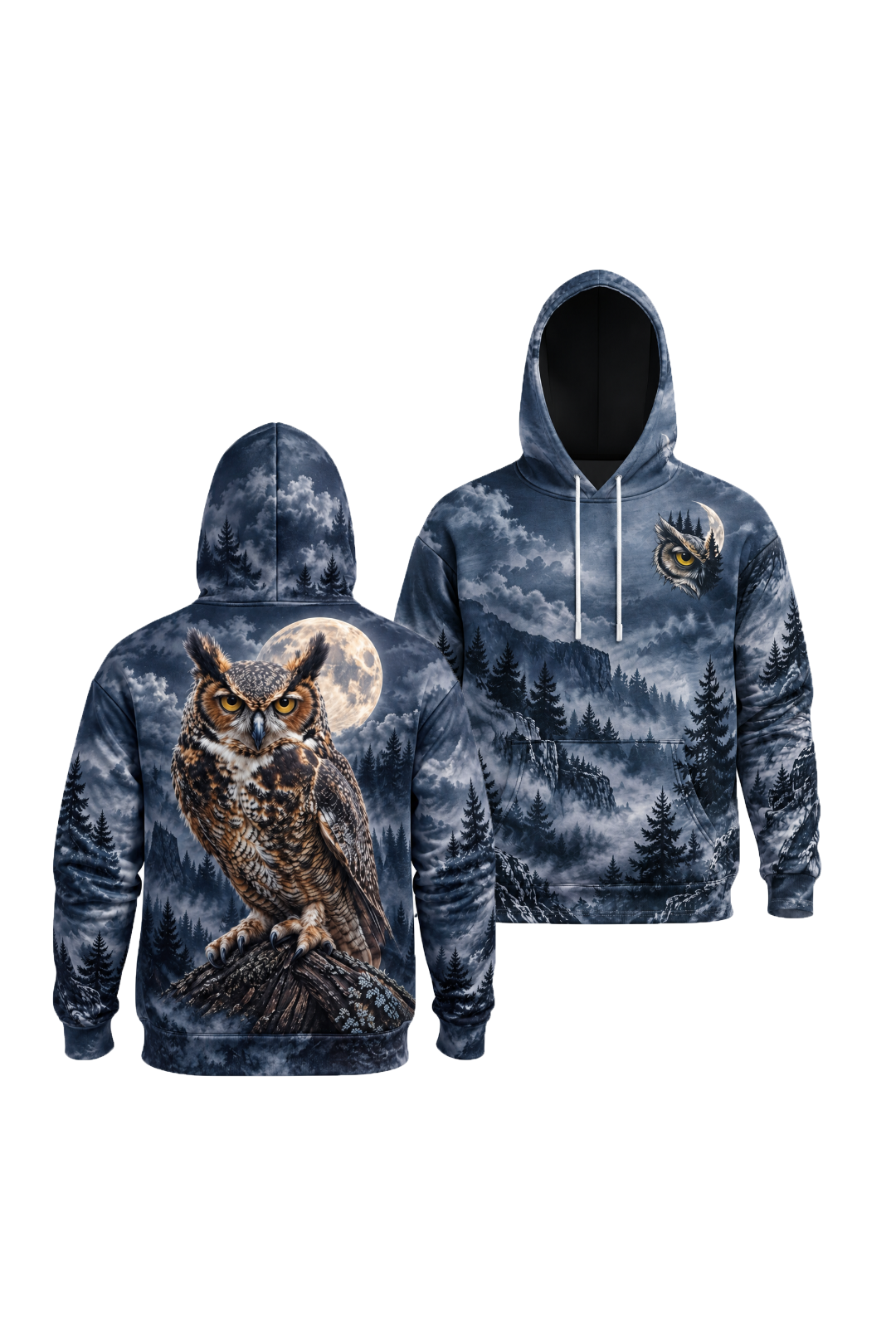 Performance Fleece-Lined Hoodie - Midnight Horned Owl Vigil image 1
