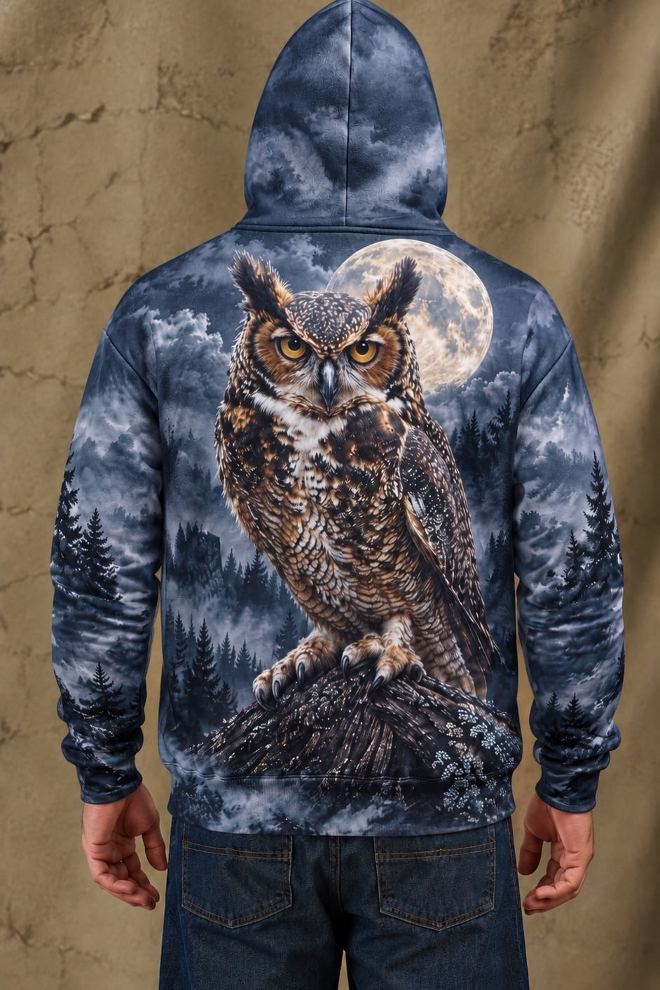 Performance Fleece-Lined Hoodie - Midnight Horned Owl Vigil image 2