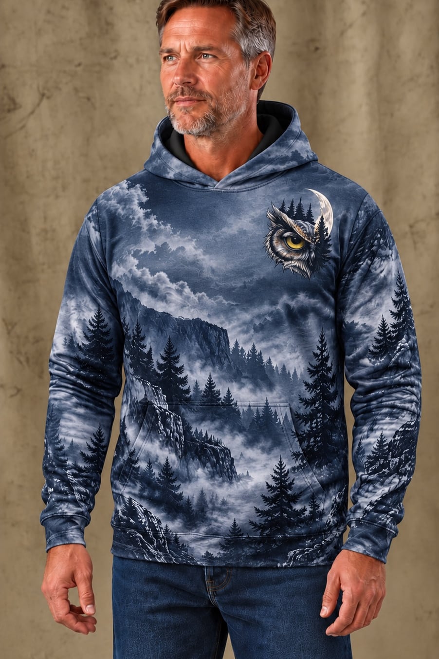 Performance Fleece-Lined Hoodie - Midnight Horned Owl Vigil image 3