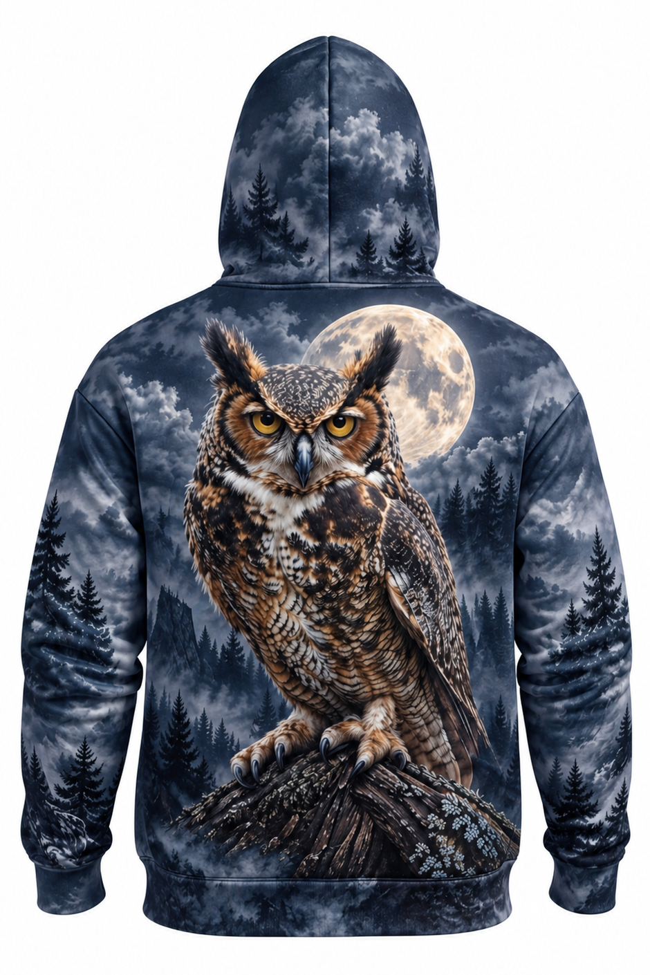Performance Fleece-Lined Hoodie - Midnight Horned Owl Vigil image 5