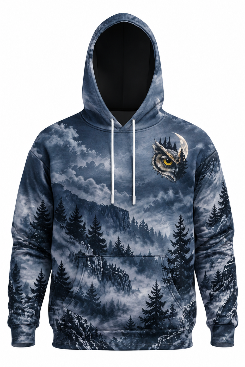 Performance Fleece-Lined Hoodie - Midnight Horned Owl Vigil image 6