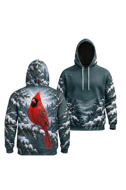 Performance Fleece-Lined Hoodie - Evergreen Cardinal Snow Perch image 1