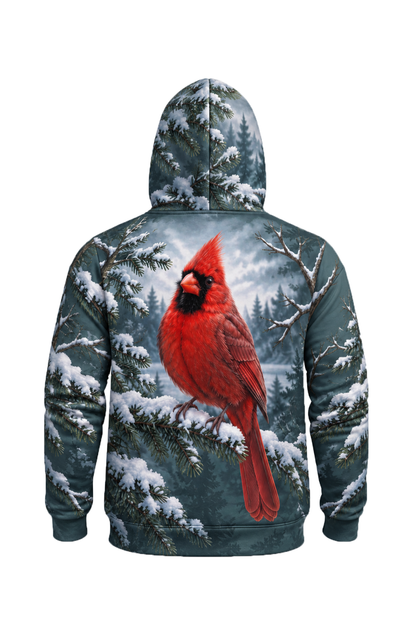 Performance Fleece-Lined Hoodie - Evergreen Cardinal Snow Perch image 5