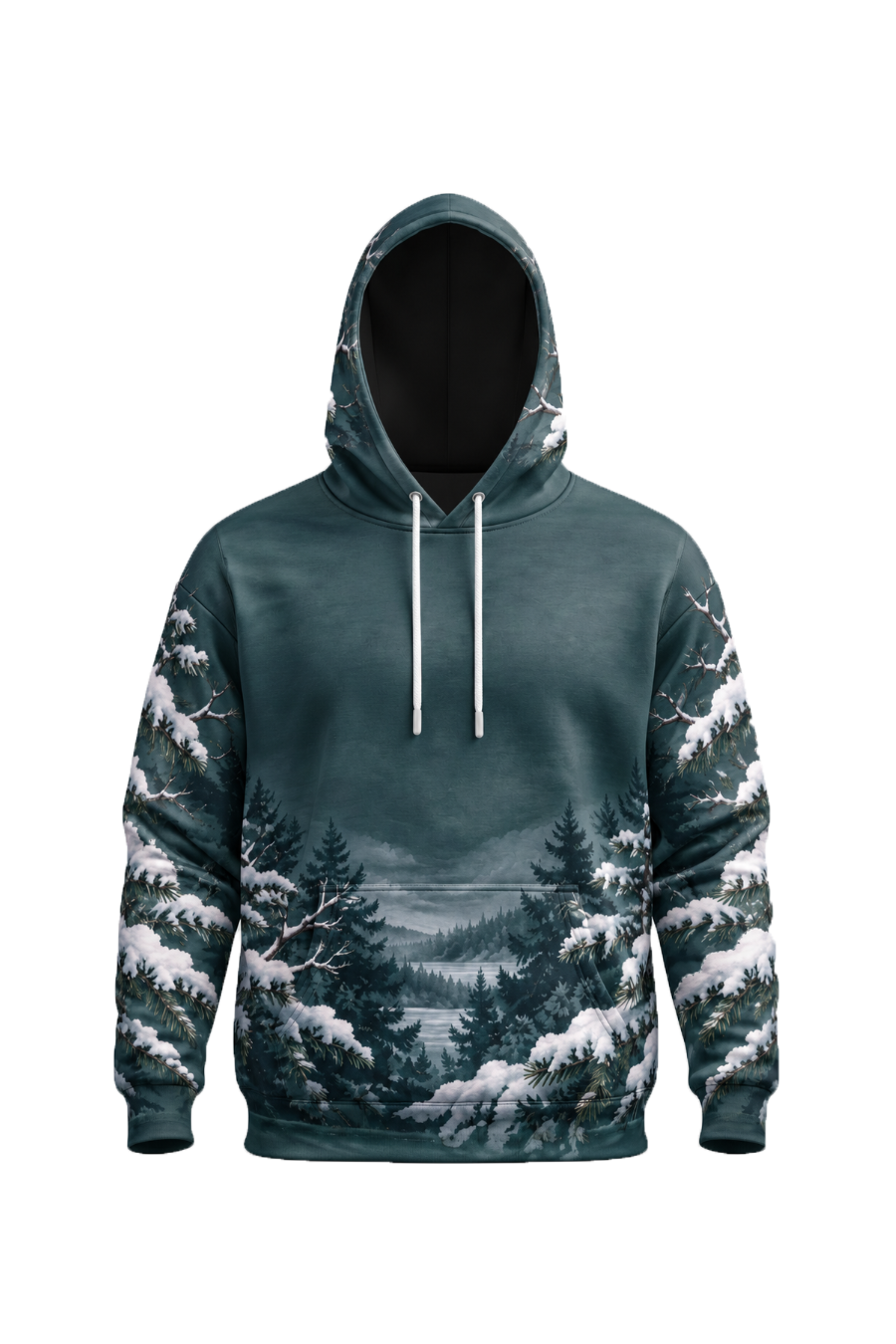 Performance Fleece-Lined Hoodie - Evergreen Cardinal Snow Perch image 6