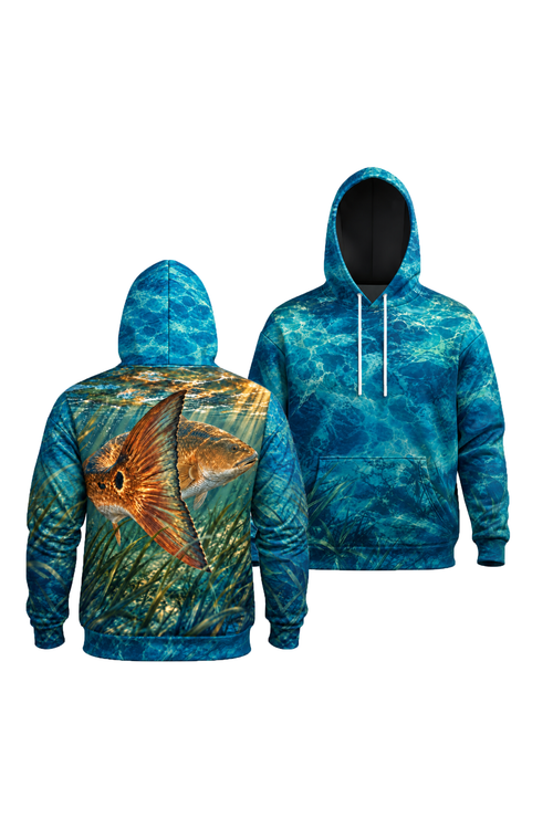 Performance Fleece-Lined Hoodie - Emerald Flat Redfish Tail image 1