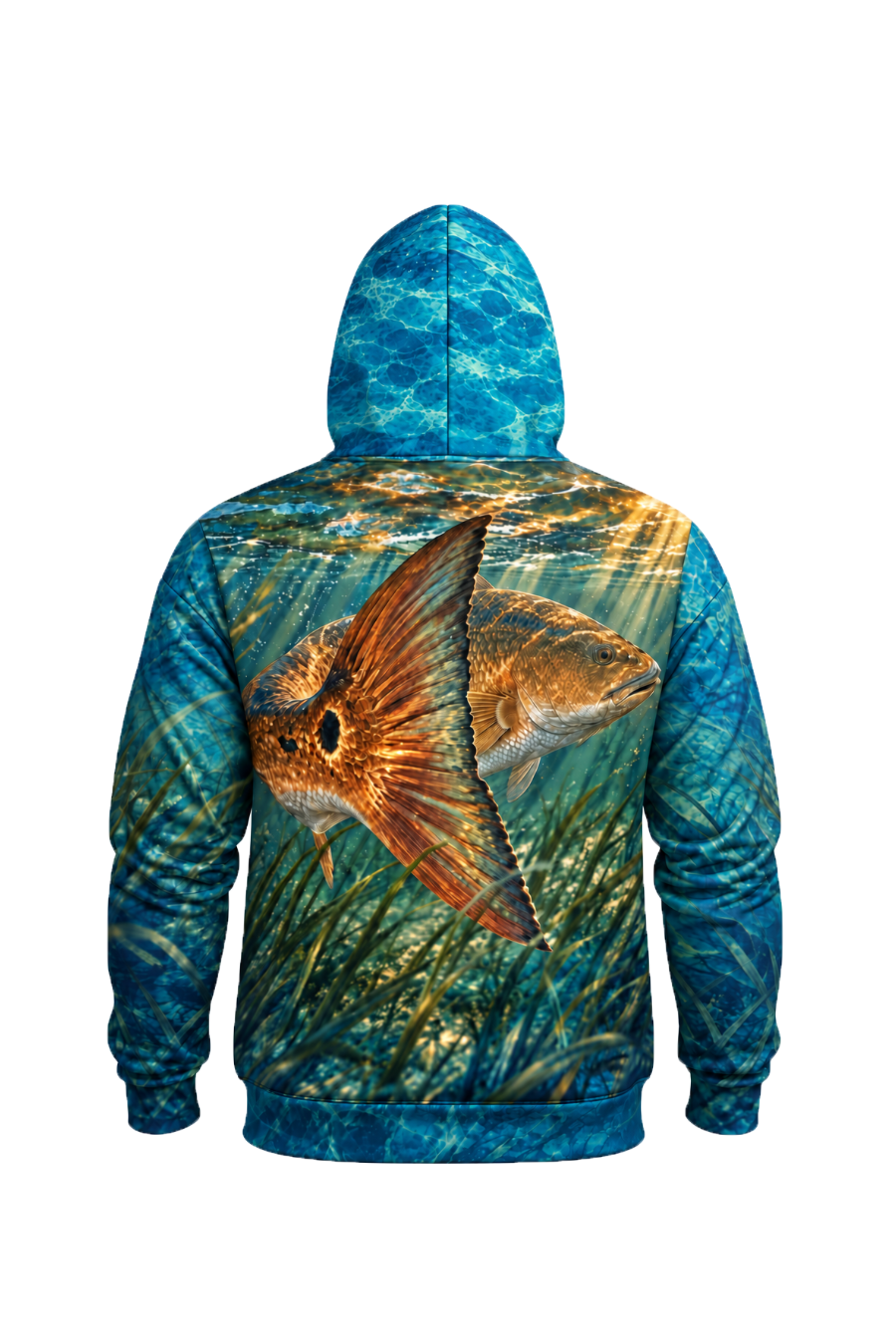 Performance Fleece-Lined Hoodie - Emerald Flat Redfish Tail image 5