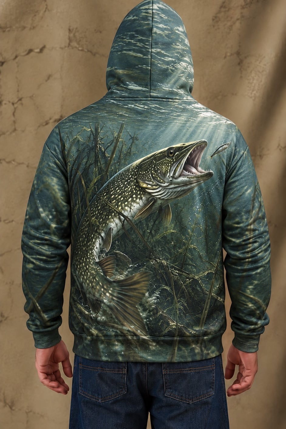 Performance Fleece-Lined Hoodie - Shallow Reed Northern Pike Strike image 2