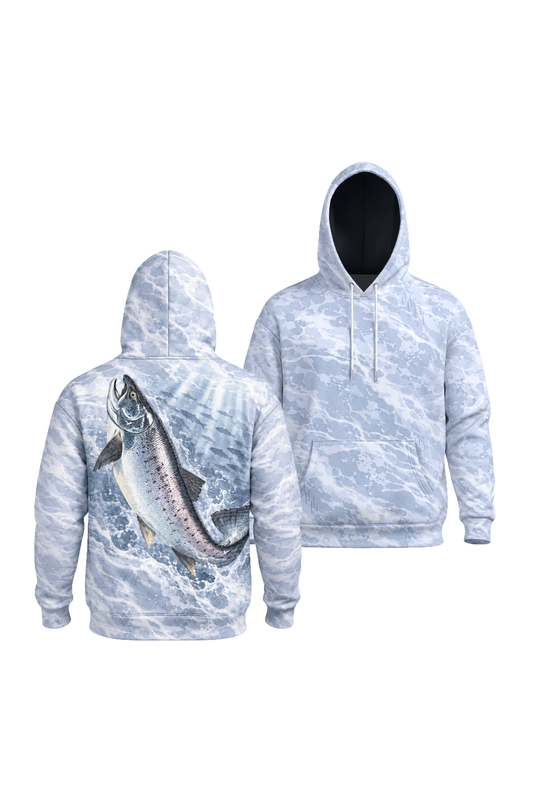 Performance Fleece-Lined Hoodie - Silver Steelhead Whitewater Leap image 1