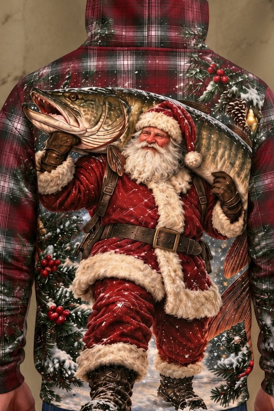 Performance Fleece-Lined Hoodie - Christmas Santa Musky Plaid image 4
