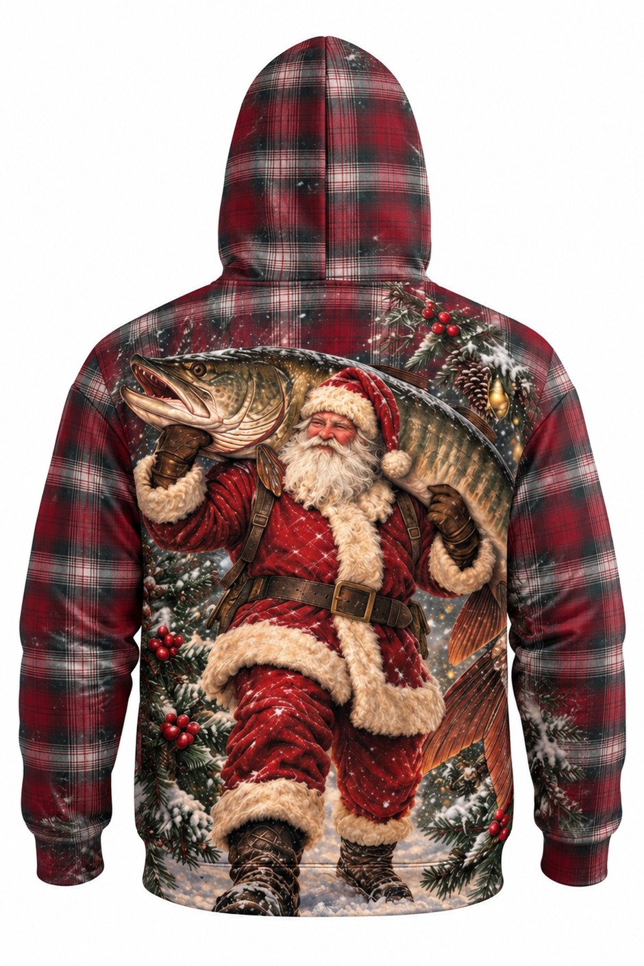 Performance Fleece-Lined Hoodie - Christmas Santa Musky Plaid image 5