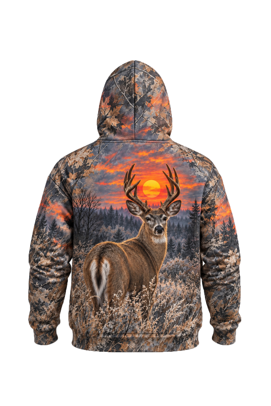 Performance Fleece-Lined Hoodie – Sunset Timber Whitetail Deer image 2