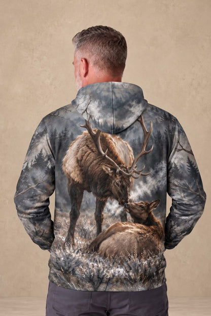 Performance Fleece-Lined Hoodie - Misty Mountain Elk Pair image 2