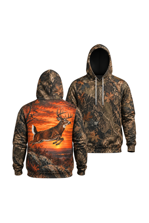 Performance Fleece-Lined Hoodie - Sunset Ridge Leaping Whitetail image 1