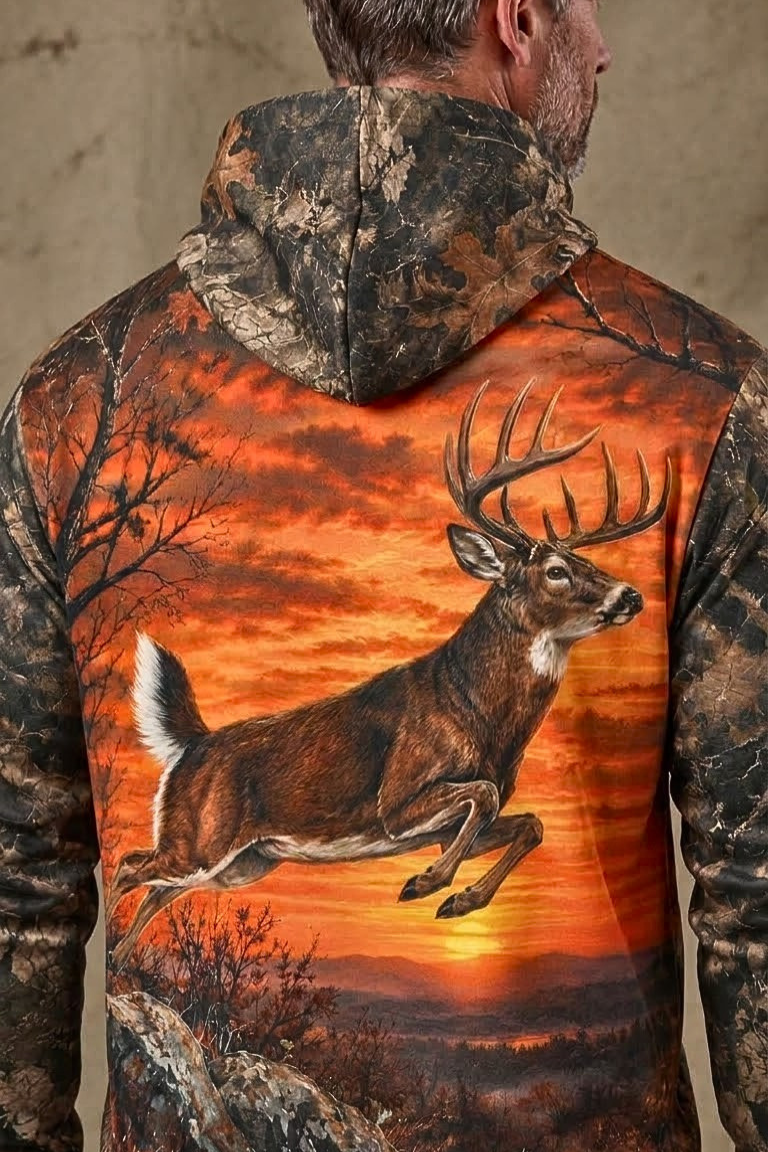 Performance Fleece-Lined Hoodie - Sunset Ridge Leaping Whitetail image 4