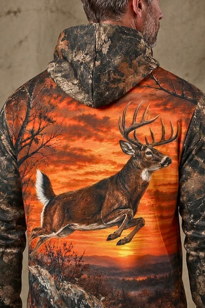 Performance Fleece-Lined Hoodie - Sunset Ridge Leaping Whitetail image 4