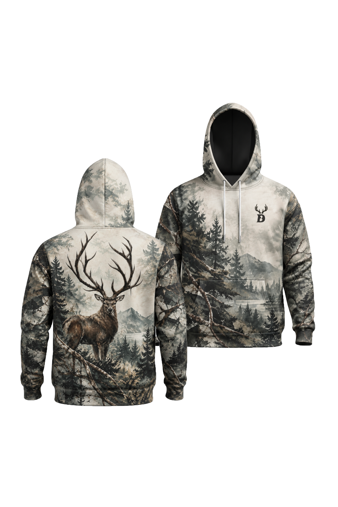Performance Fleece-Lined Hoodie - Misty Pine Red Deer image 1
