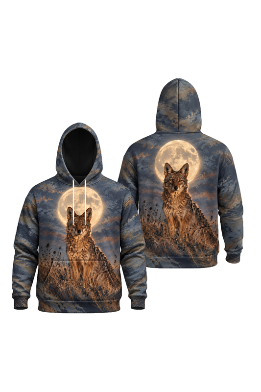 Performance Fleece-Lined Hoodie - Full Moon Howling Coyote image 1