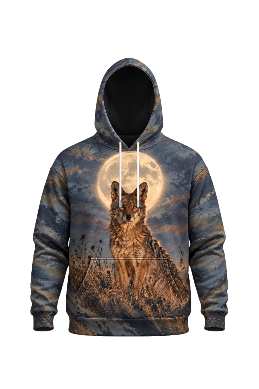 Performance Fleece-Lined Hoodie - Full Moon Howling Coyote image 5