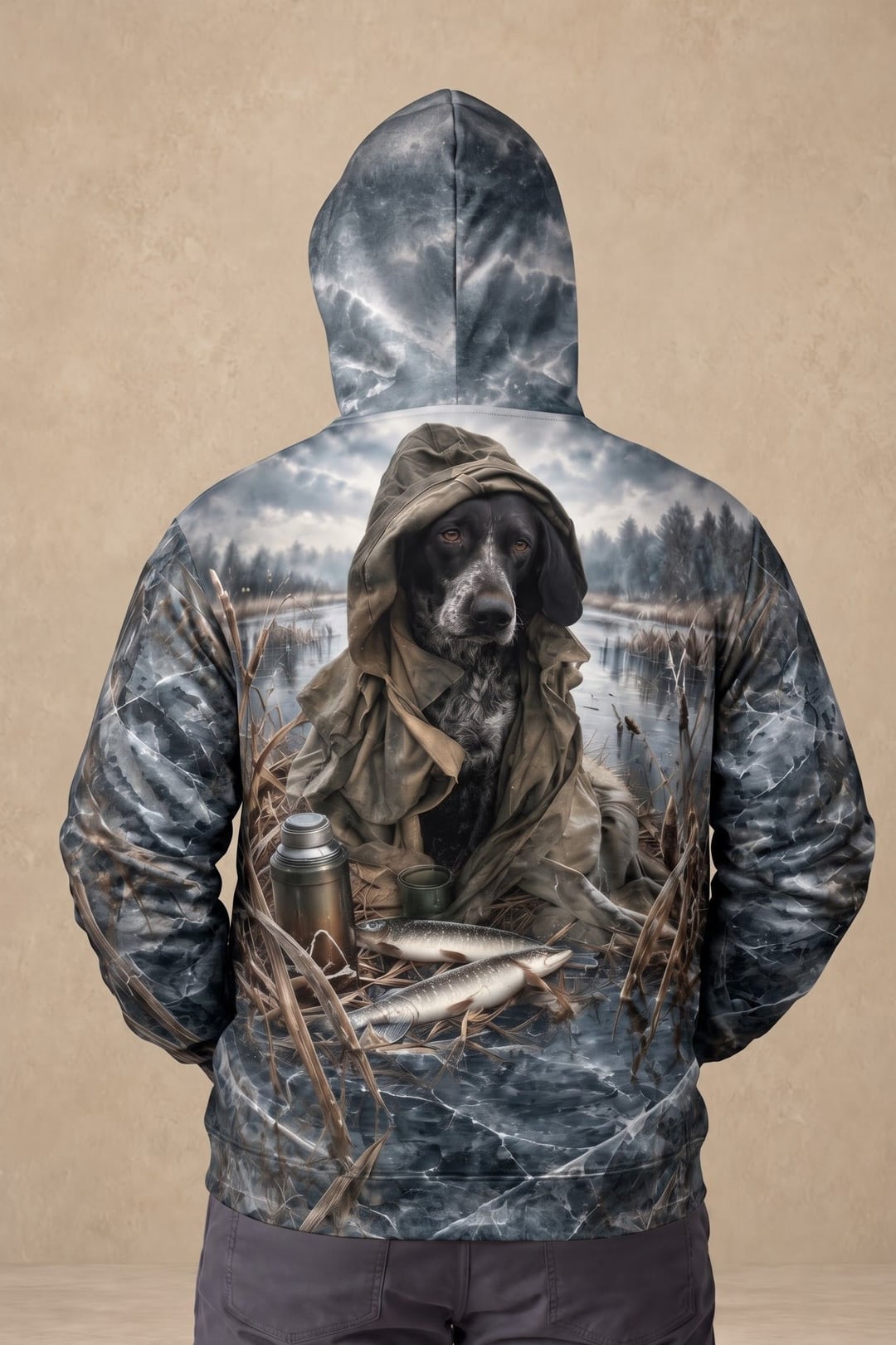 Performance Fleece-Lined Hoodie – Frozen Marsh GSP Pointer image 2