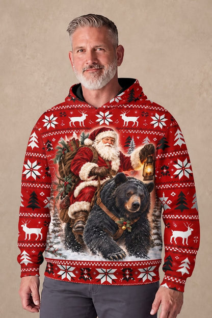Performance Fleece-Lined Hoodie - Festive Santa Black Bear Trek image 2