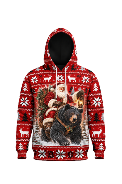 Performance Fleece-Lined Hoodie - Festive Santa Black Bear Trek image 5