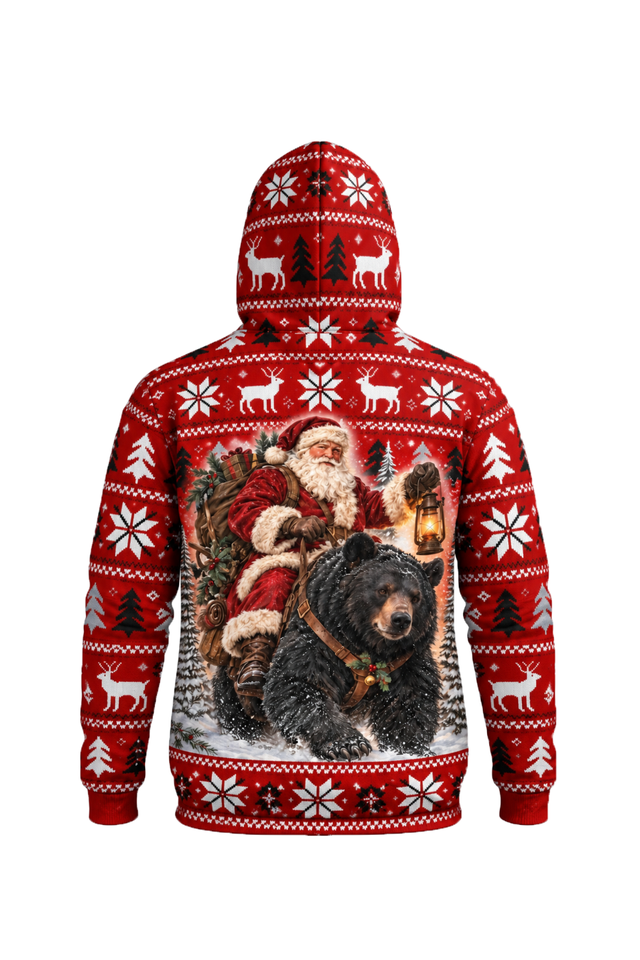 Performance Fleece-Lined Hoodie - Festive Santa Black Bear Trek image 6