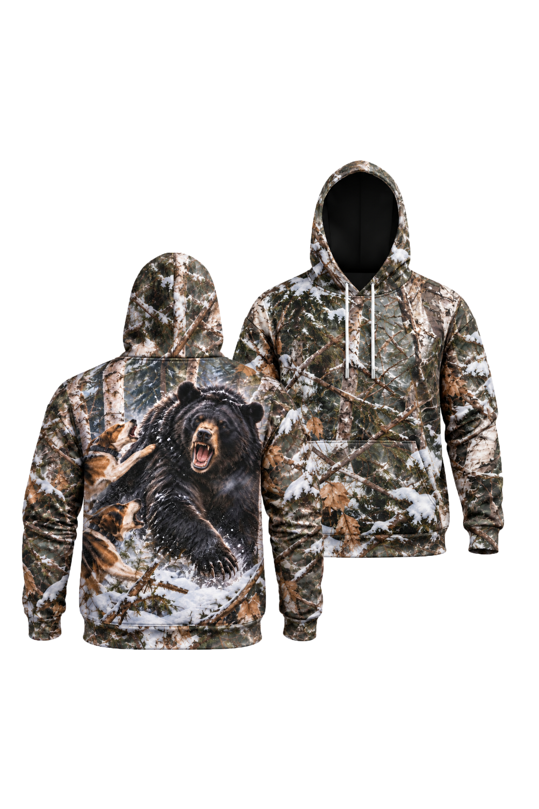 Performance Fleece-Lined Hoodie - Winter Black Bear Showdown image 1