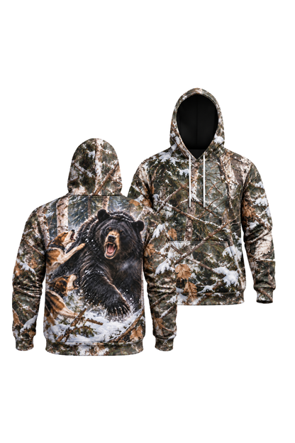 Performance Fleece-Lined Hoodie - Winter Black Bear Showdown image 1