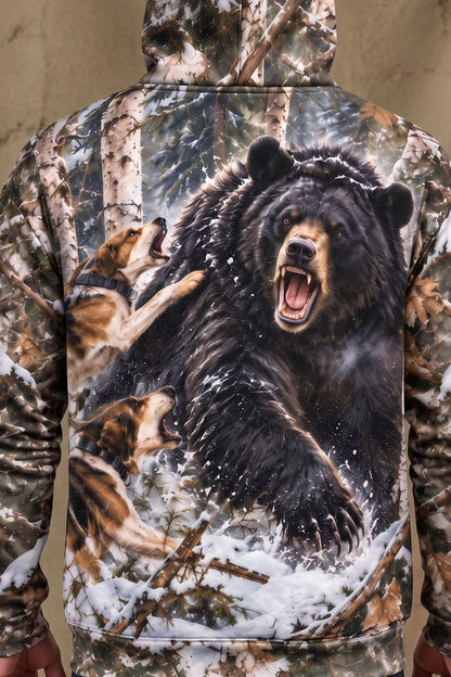 Performance Fleece-Lined Hoodie - Winter Black Bear Showdown image 4