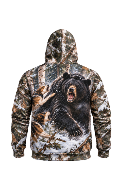 Performance Fleece-Lined Hoodie - Winter Black Bear Showdown image 5