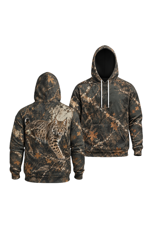 Performance Fleece-Lined Hoodie - Autumn Forest Bobcat Stalker image 1