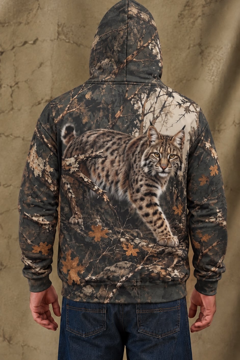 Performance Fleece-Lined Hoodie - Autumn Forest Bobcat Stalker image 2