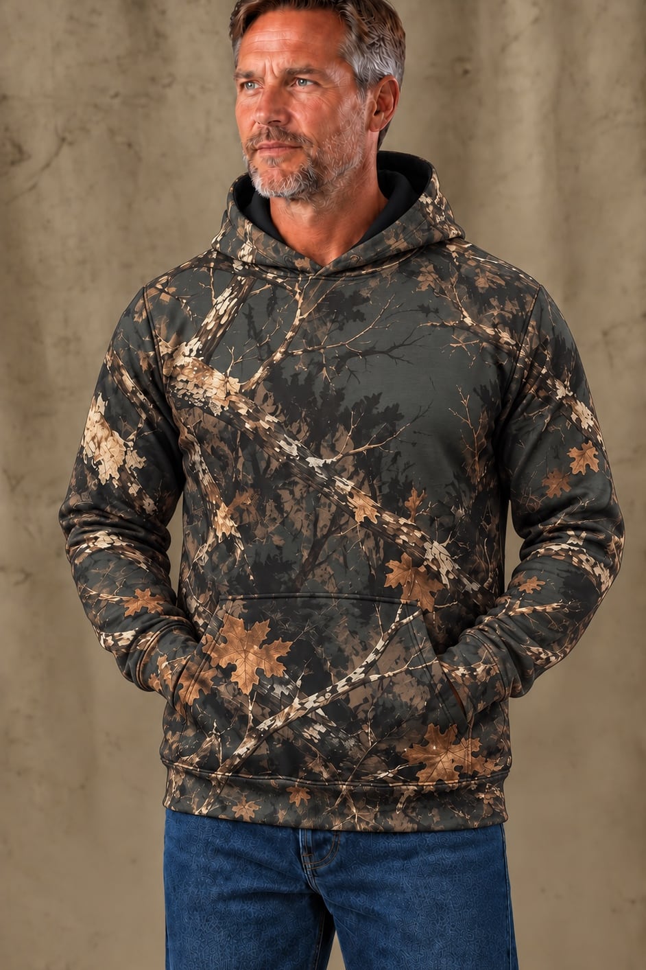 Performance Fleece-Lined Hoodie - Autumn Forest Bobcat Stalker image 3