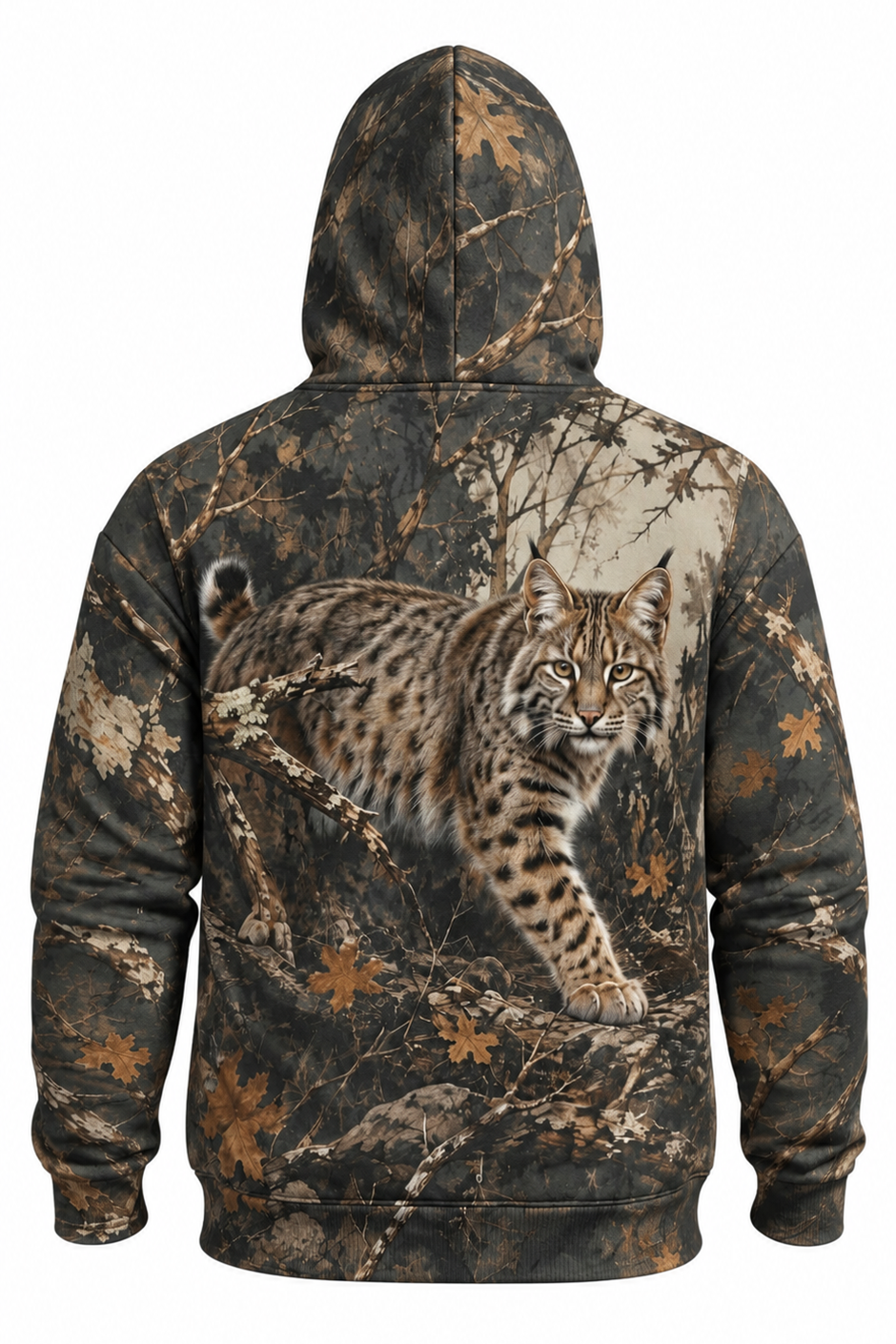 Performance Fleece-Lined Hoodie - Autumn Forest Bobcat Stalker image 5