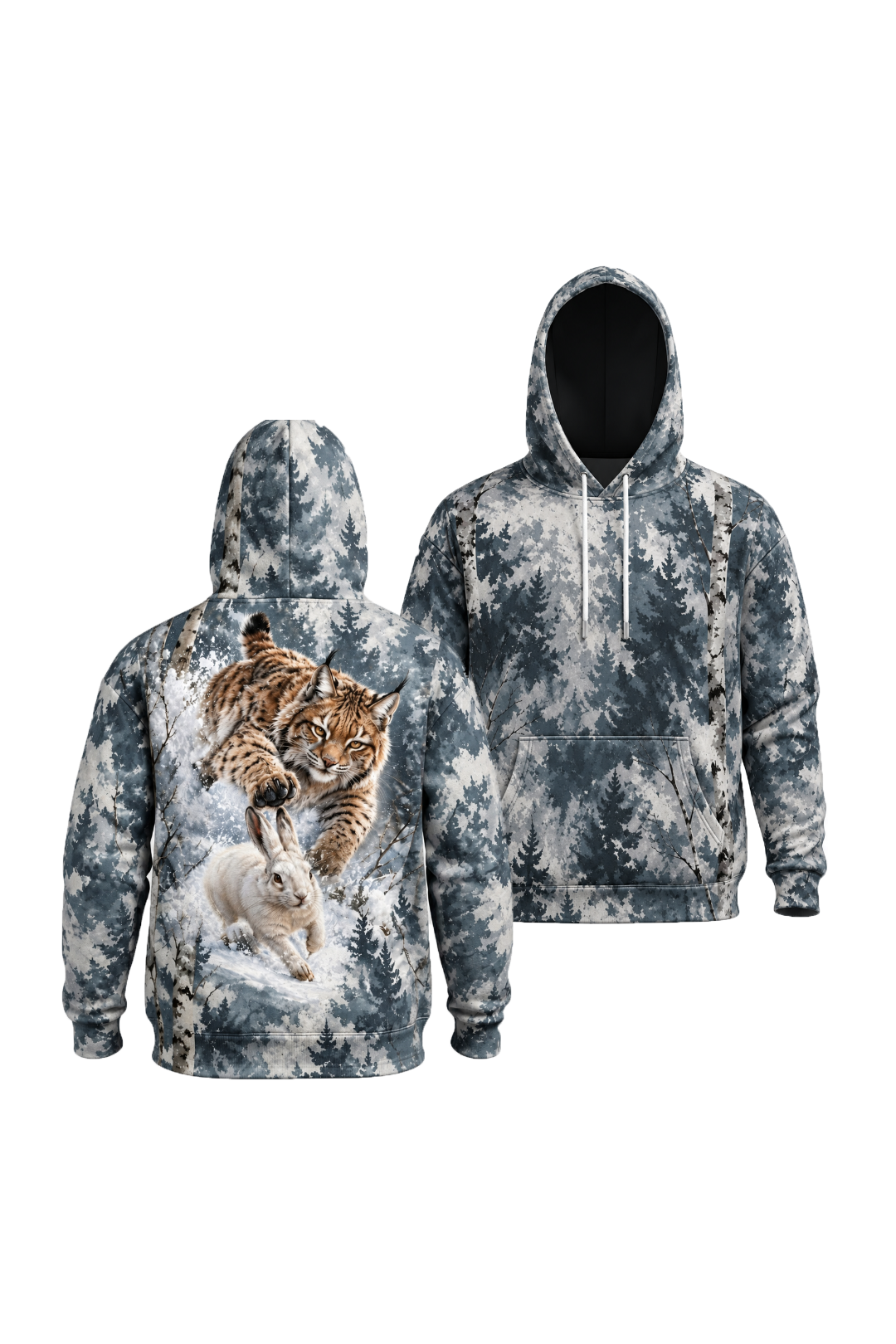 Performance Fleece-Lined Hoodie - Winter Birch Bobcat Pursuit image 1