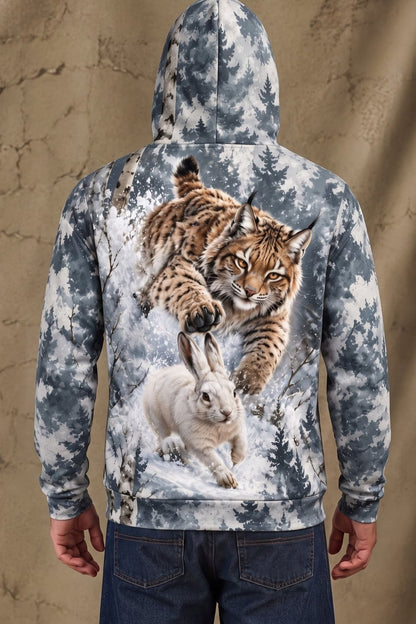 Performance Fleece-Lined Hoodie - Winter Birch Bobcat Pursuit image 2