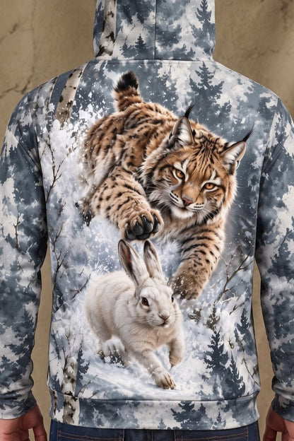 Performance Fleece-Lined Hoodie - Winter Birch Bobcat Pursuit image 4