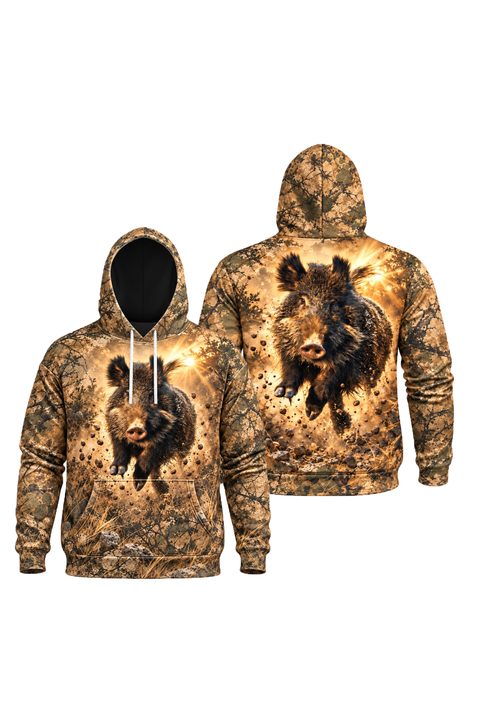 Performance Fleece-Lined Hoodie - Sunburst Wild Hog Charge