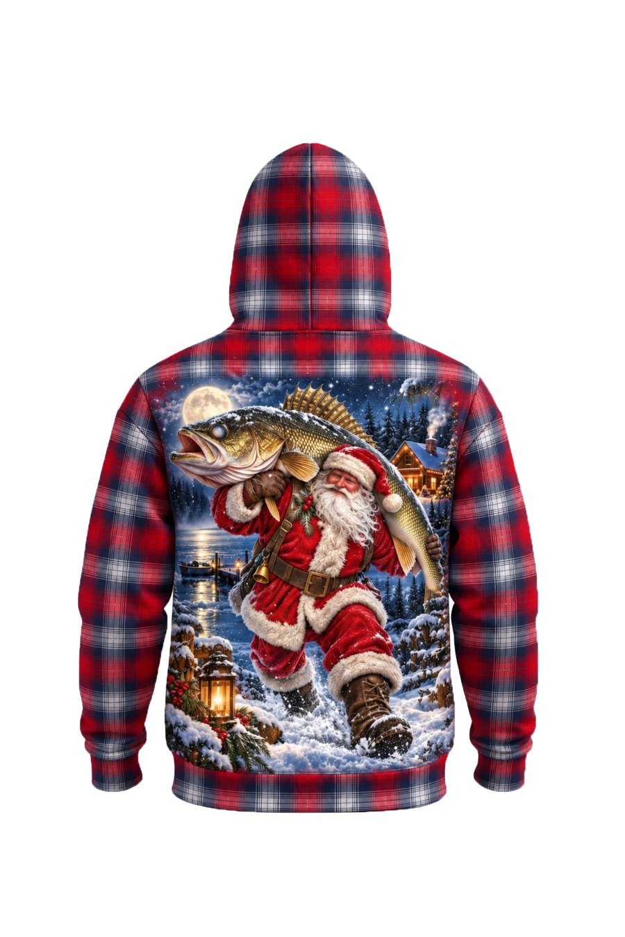 Performance Fleece-Lined Hoodie - Santa Plaid Walleye Catch image 5