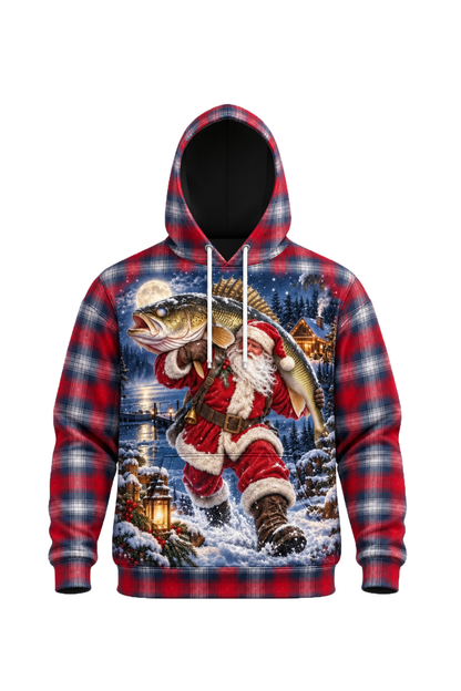 Performance Fleece-Lined Hoodie - Santa Plaid Walleye Catch image 6
