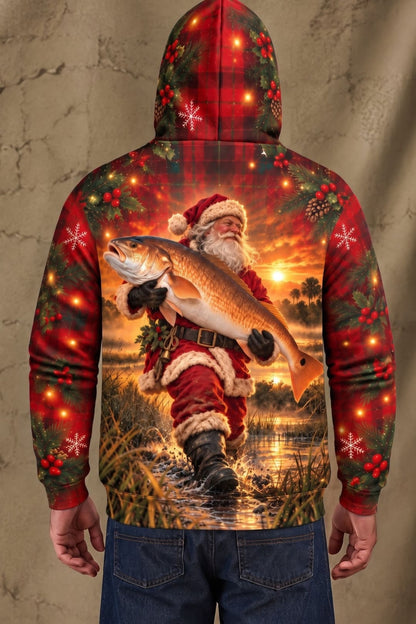 Performance Fleece-Lined Hoodie - Santa Golden Red Drum Sunset image 2
