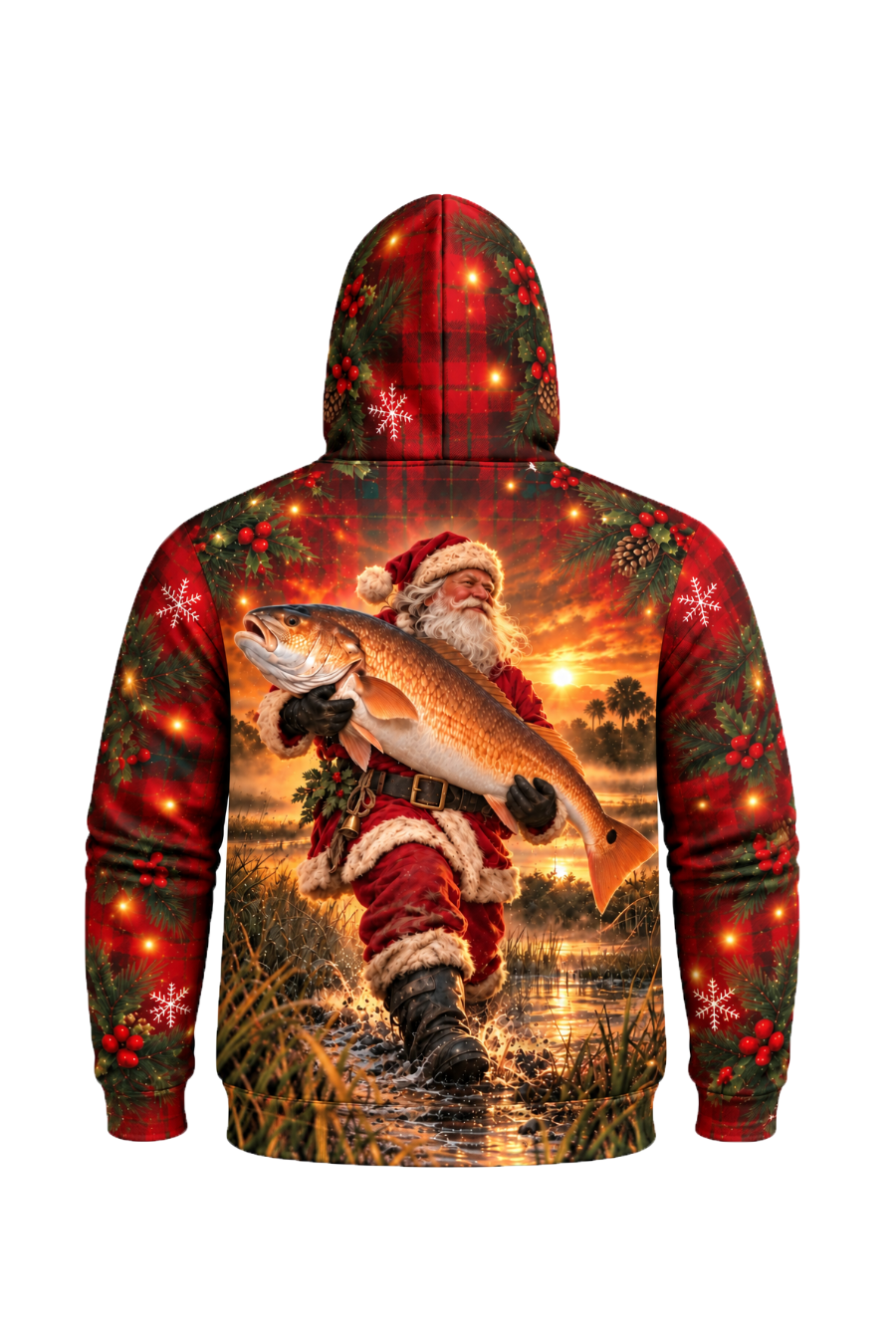 Performance Fleece-Lined Hoodie - Santa Golden Red Drum Sunset image 5