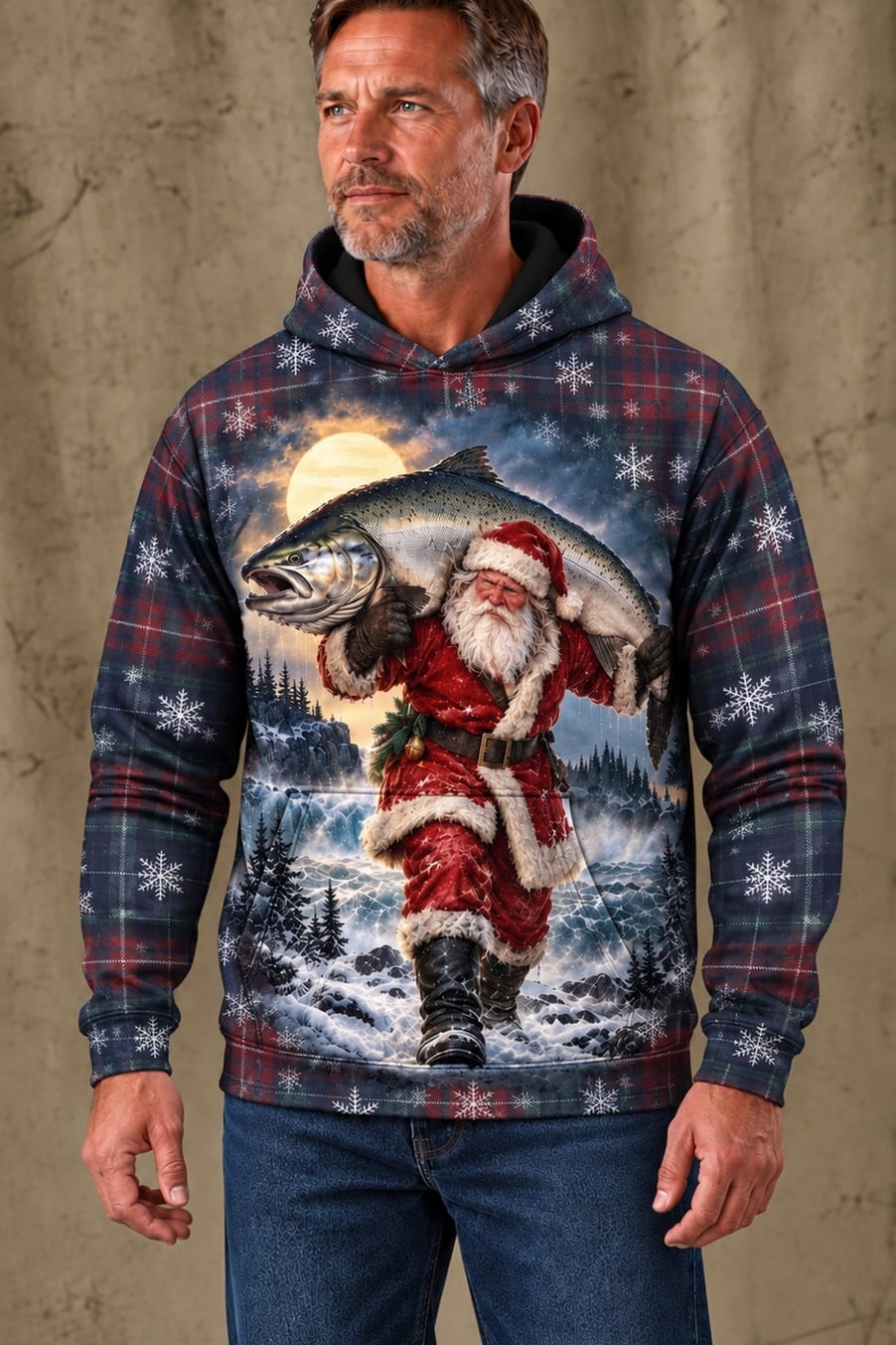 Performance Fleece-Lined Hoodie - Santa Moonlight King Salmon Catch image 3