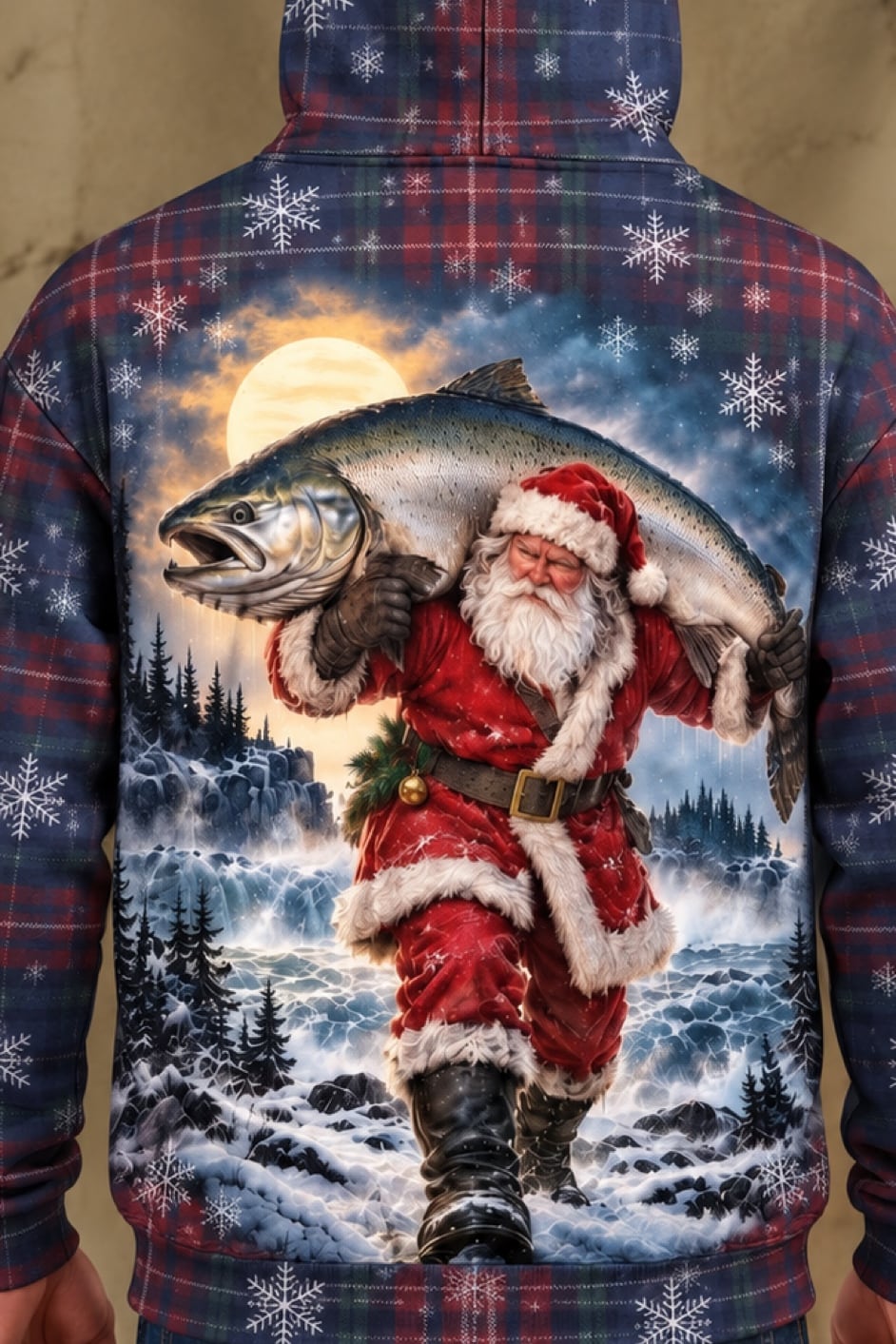 Performance Fleece-Lined Hoodie - Santa Moonlight King Salmon Catch image 4