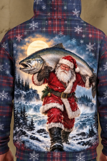 Performance Fleece-Lined Hoodie - Santa Moonlight King Salmon Catch image 4