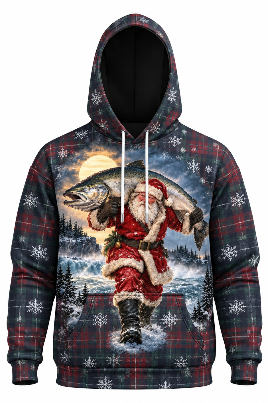 Performance Fleece-Lined Hoodie - Santa Moonlight King Salmon Catch image 6