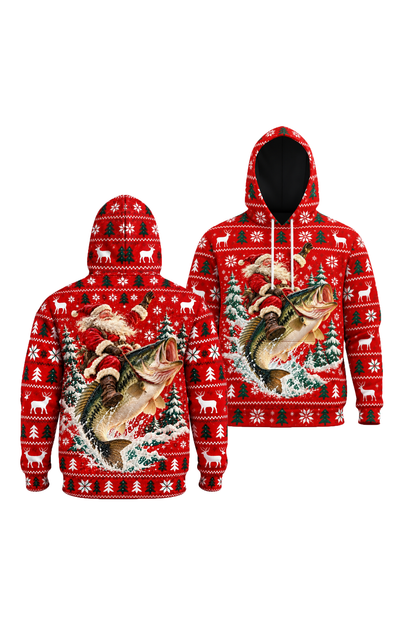 Performance Fleece-Lined Hoodie - Santa Festive Bass Rodeo image 1