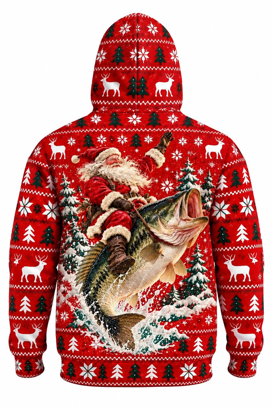 Performance Fleece-Lined Hoodie - Santa Festive Bass Rodeo image 5