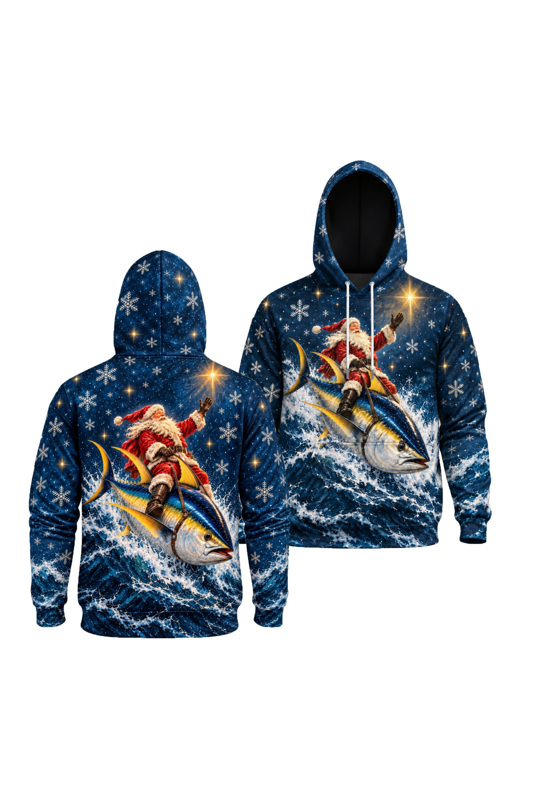 Performance Fleece-Lined Hoodie - Santa Starlight Yellowfin Tuna Sleigh image 1