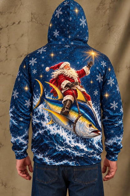 Performance Fleece-Lined Hoodie - Santa Starlight Yellowfin Tuna Sleigh image 2